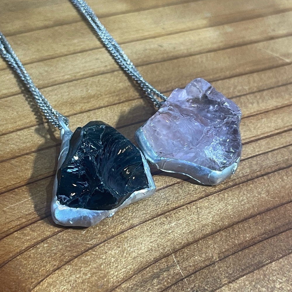 Amethyst and obsidian necklaces
